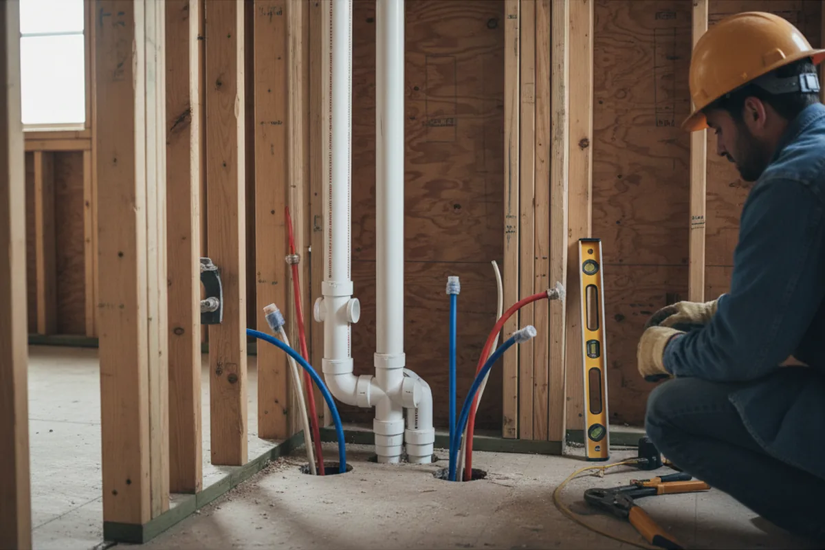 Drain and supply rough-in during Leak Detection in Albany